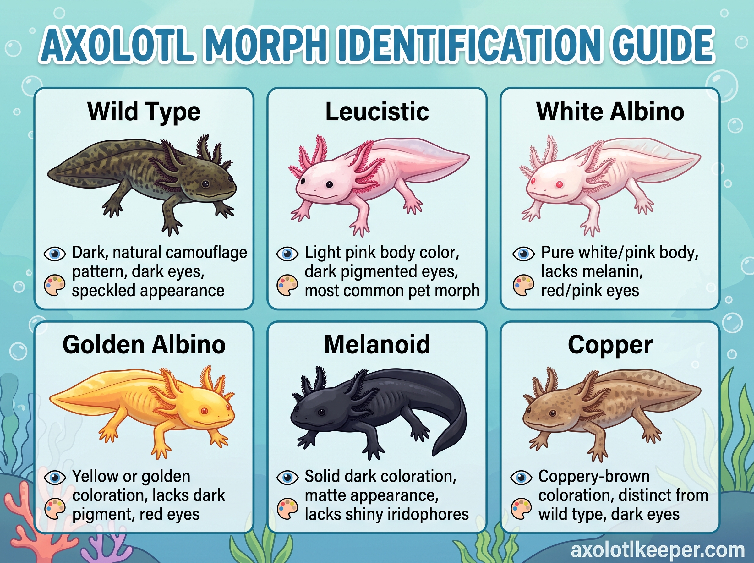 axolotl morph identification guide