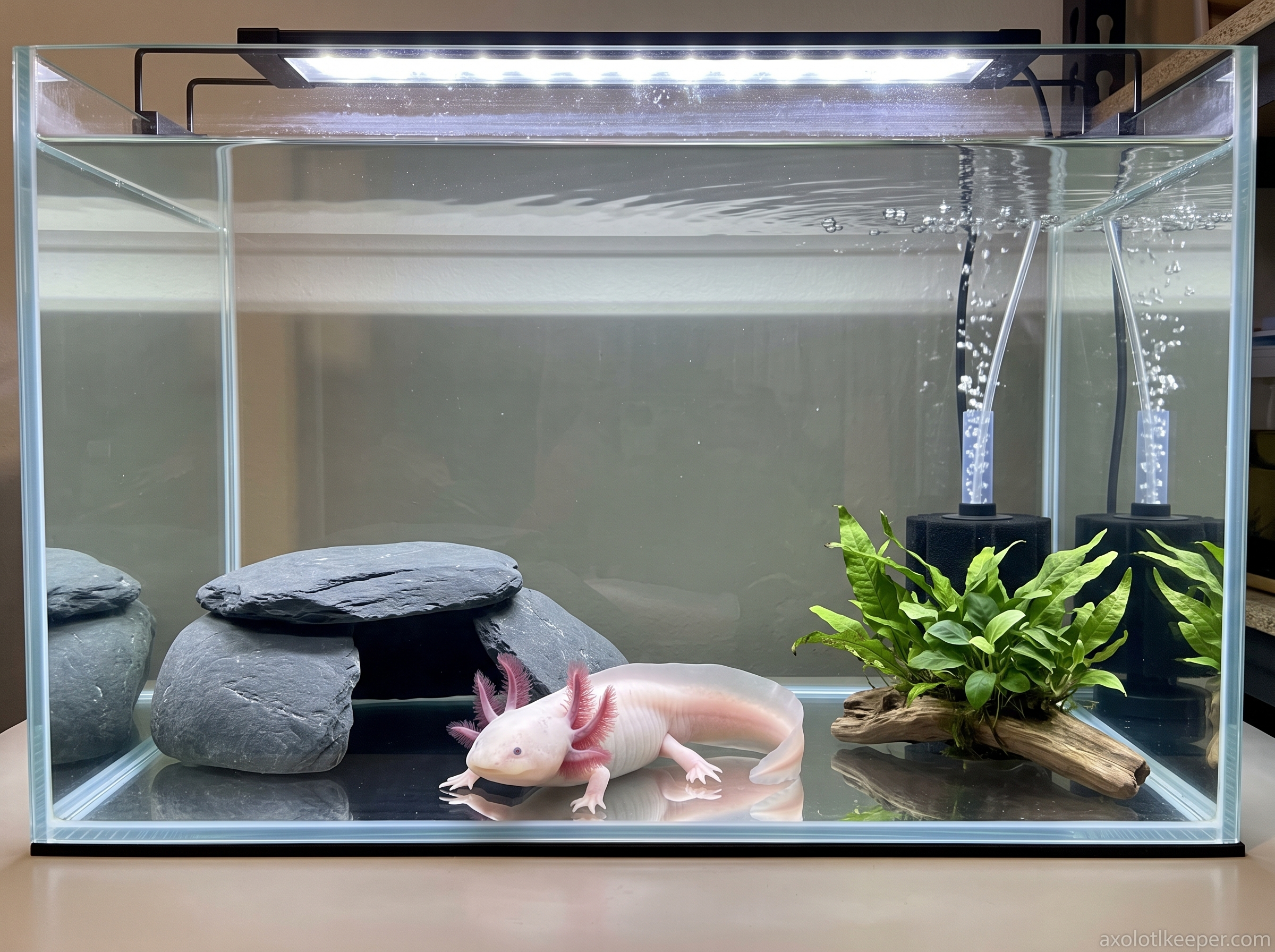 bare bottom axolotl tank