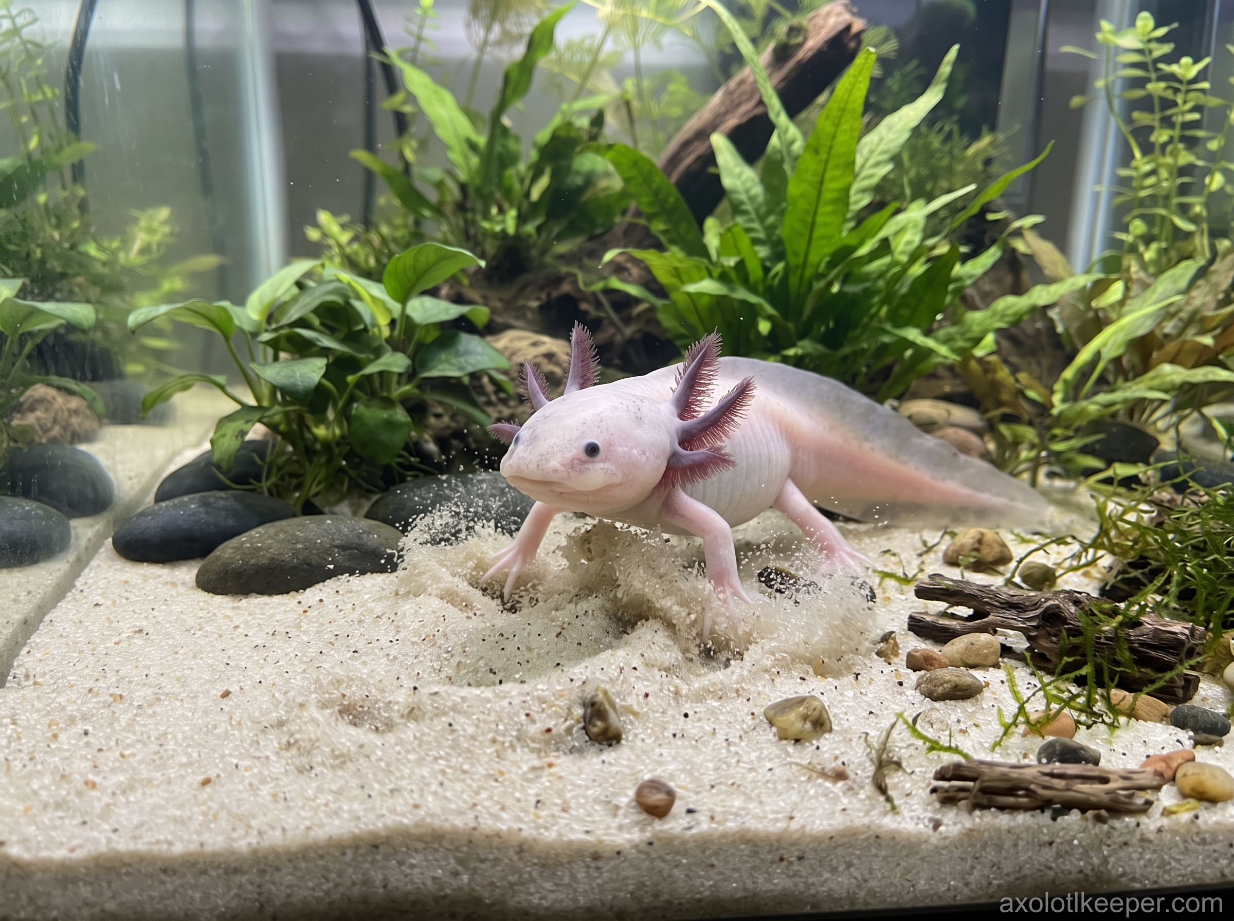 axolotl digging substrate