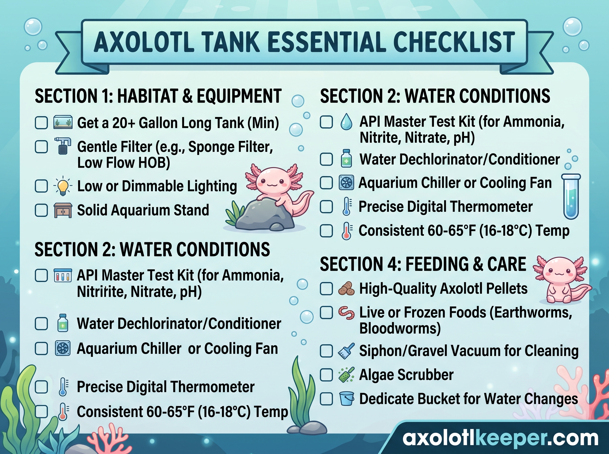 axolotl tank checklist